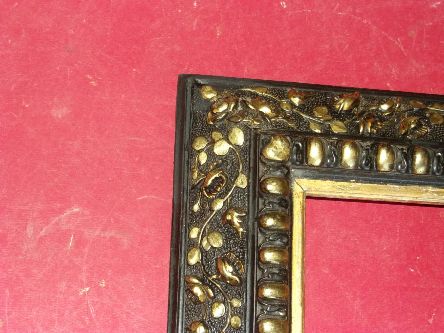 19th Century Frame, In Black And Gold Wood, Napoleon III.