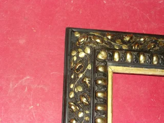 19th Century Frame, In Black And Gold Wood, Napoleon III.