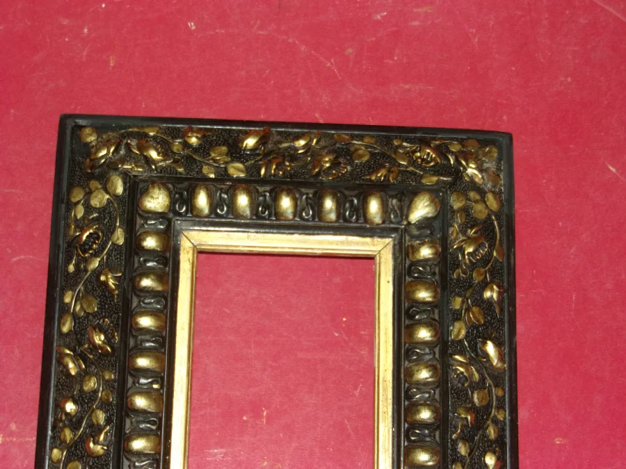 19th Century Frame, In Black And Gold Wood, Napoleon III.