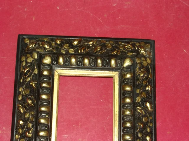 19th Century Frame, In Black And Gold Wood, Napoleon III.