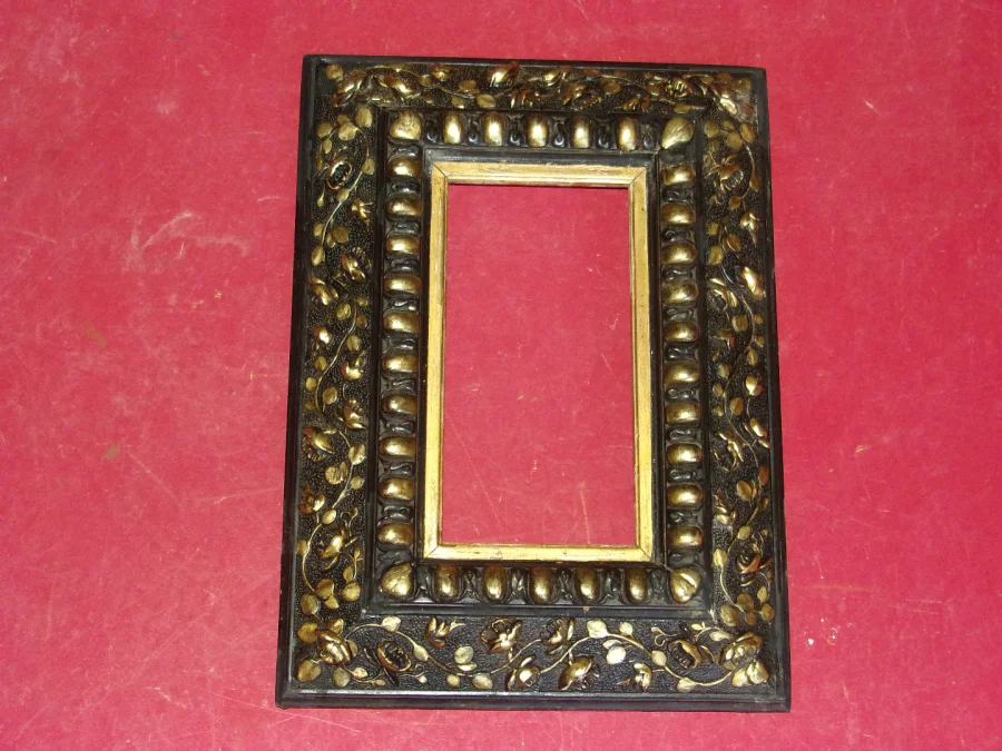 19th Century Frame, In Black And Gold Wood, Napoleon III.
