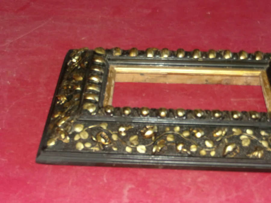 19th Century Frame, In Black And Gold Wood, Napoleon III.