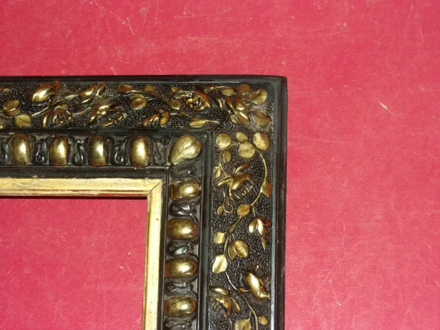 19th Century Frame, In Black And Gold Wood, Napoleon III.