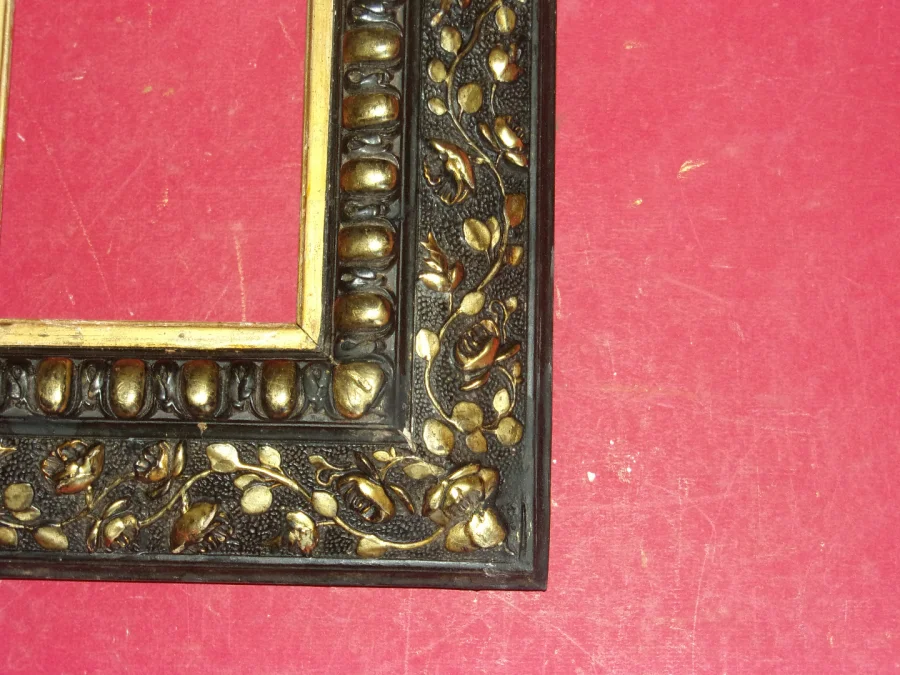19th Century Frame, In Black And Gold Wood, Napoleon III.