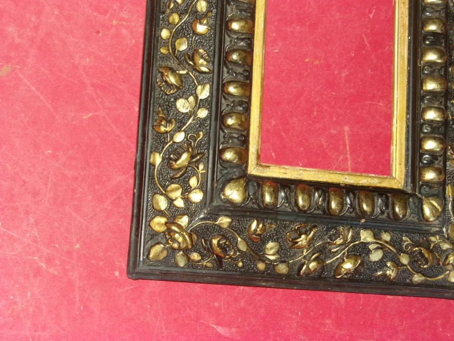 19th Century Frame, In Black And Gold Wood, Napoleon III.