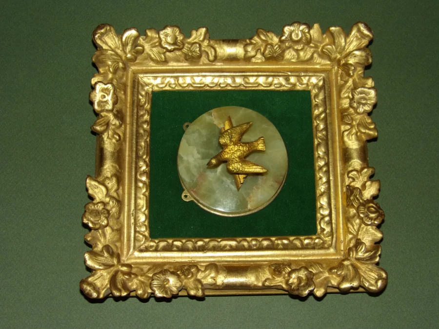 Dove, Bronze In 17th Century Frame, Louis XIV.