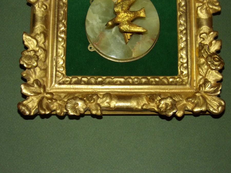 Dove, Bronze In 17th Century Frame, Louis XIV.