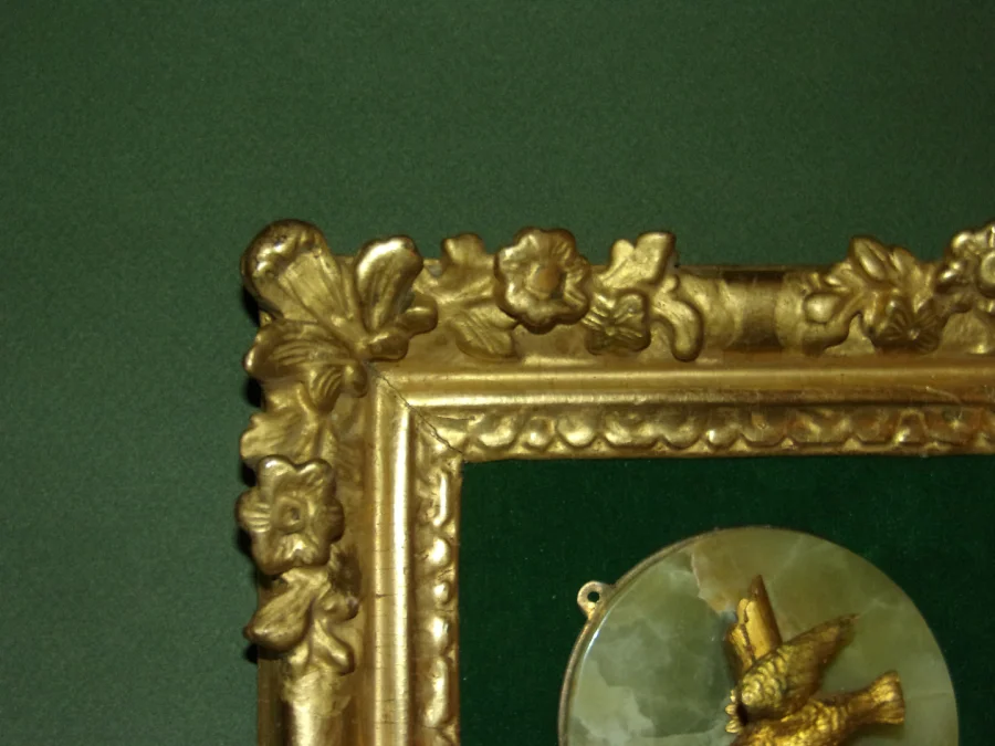 Dove, Bronze In 17th Century Frame, Louis XIV.