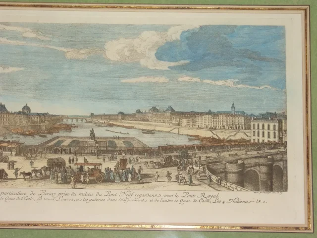 Paris, Pont Neuf, Vue d'Optique  époque 18ème.