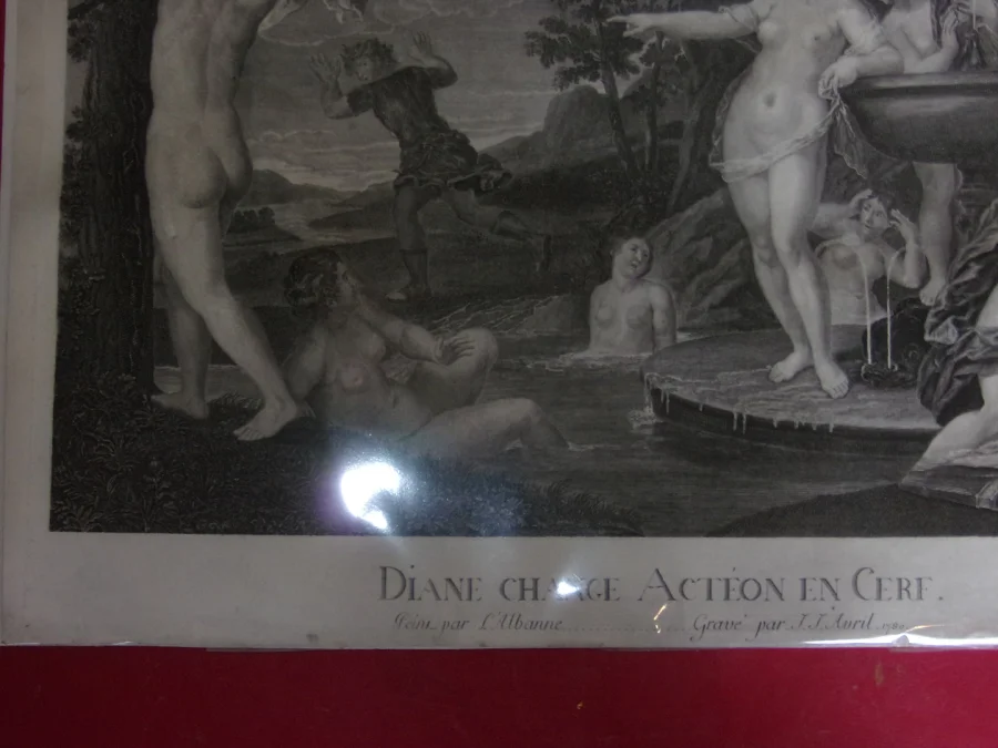 " Diane Change Actéon En Cerf",  Gravure époque 18ème.