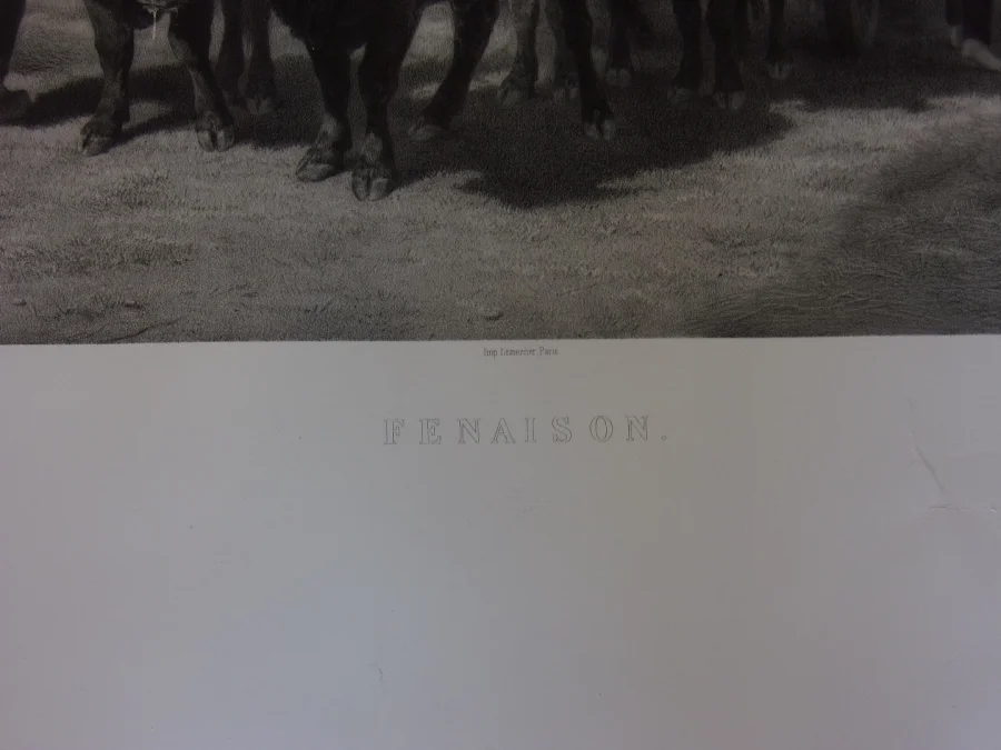 " Fenaison",   grande Gravure époque 19ème.