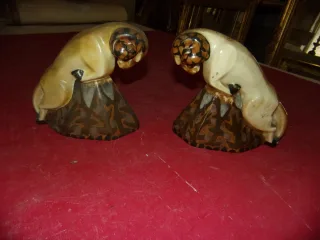Pair Of Bookends "the Rams" By Camille Tharaud, 20th Century.