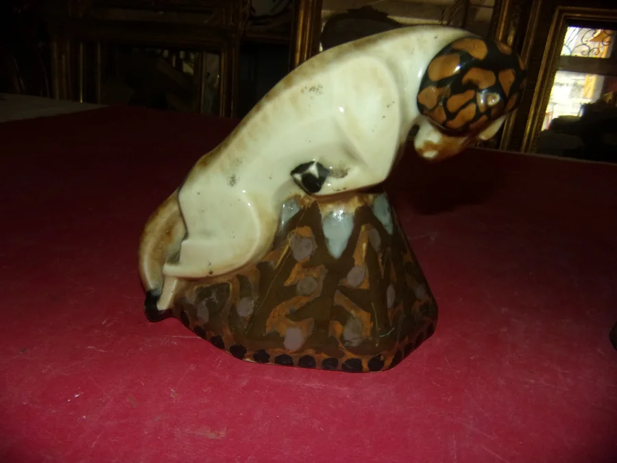 Pair Of Bookends "the Rams" By Camille Tharaud, 20th Century.