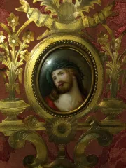Wall-mounted Holy Water Font, In Gilded Copper, 19th Century.