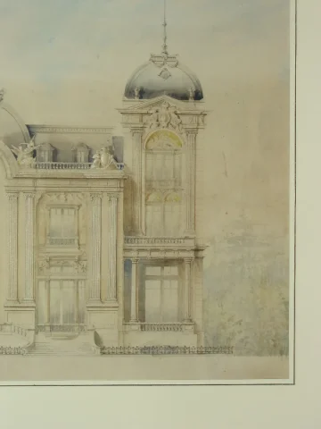 Dessin d'Architecte, projet de façade époque 19ème.