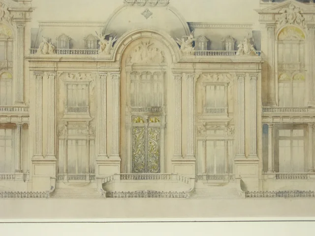 Dessin d'Architecte, projet de façade époque 19ème.