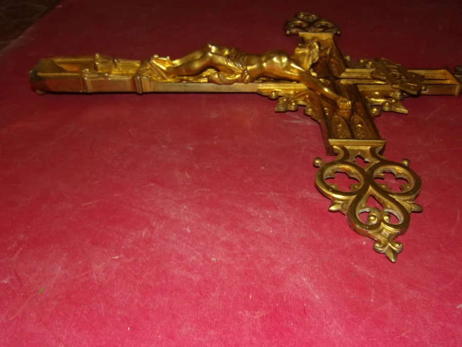 19th Century Gilt Bronze Processional Cross.