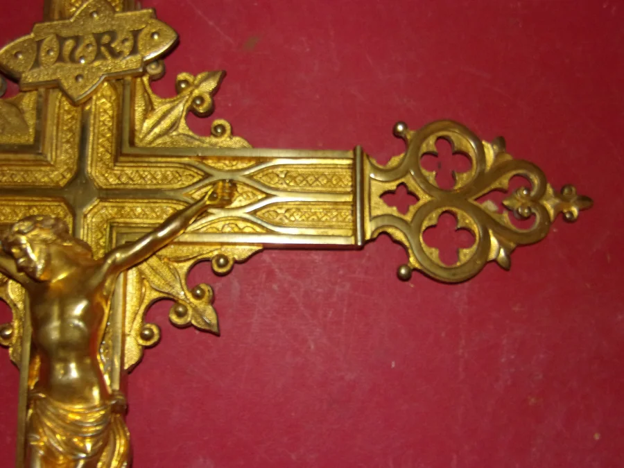 19th Century Gilt Bronze Processional Cross.