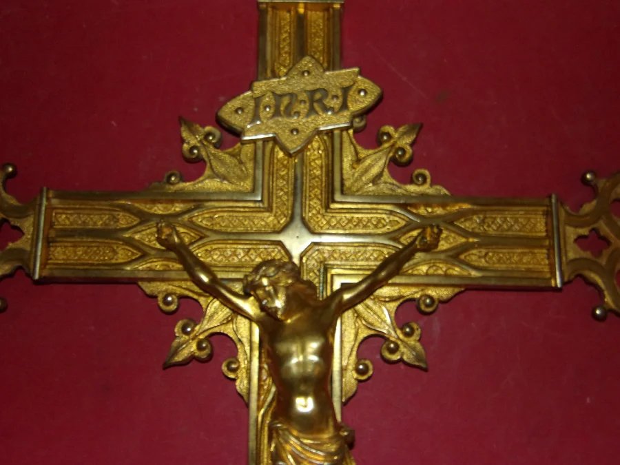 19th Century Gilt Bronze Processional Cross.