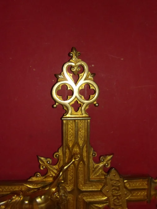 19th Century Gilt Bronze Processional Cross.