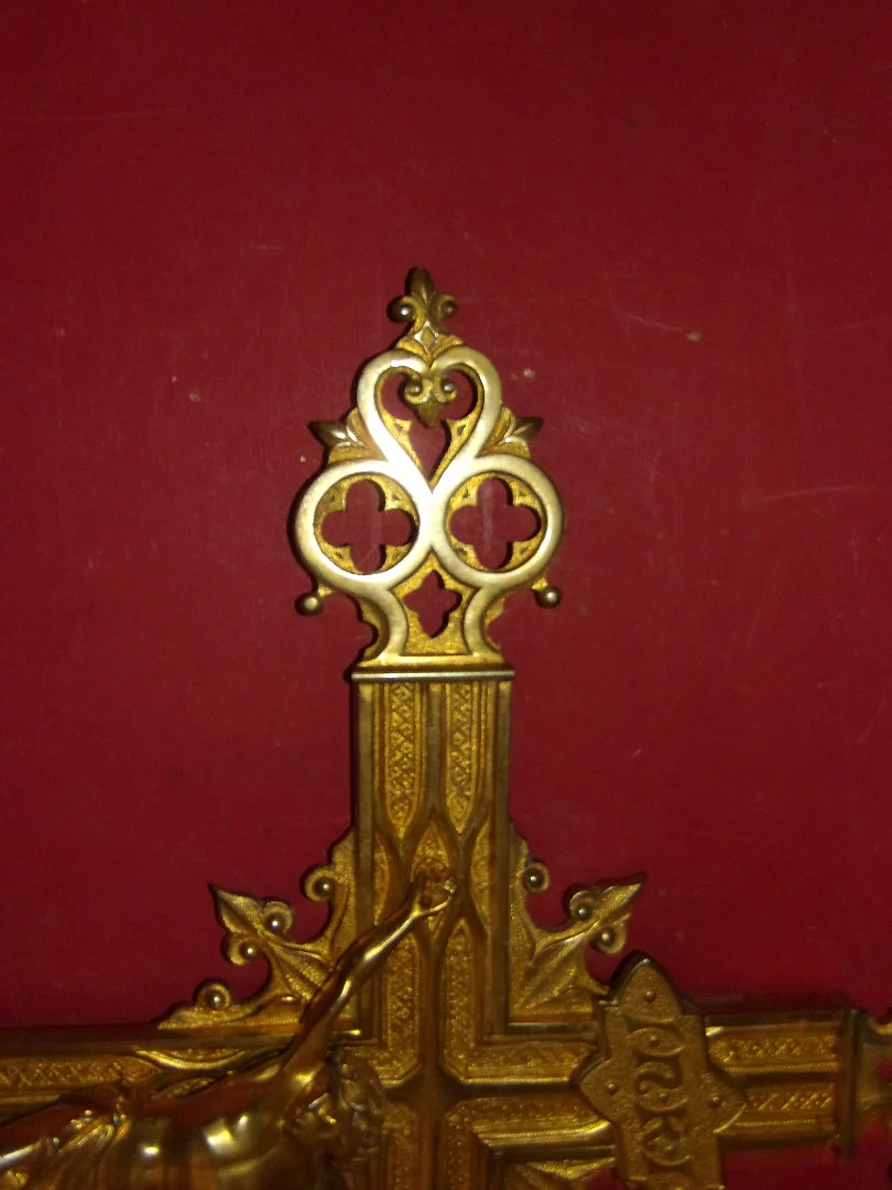 19th Century Gilt Bronze Processional Cross.