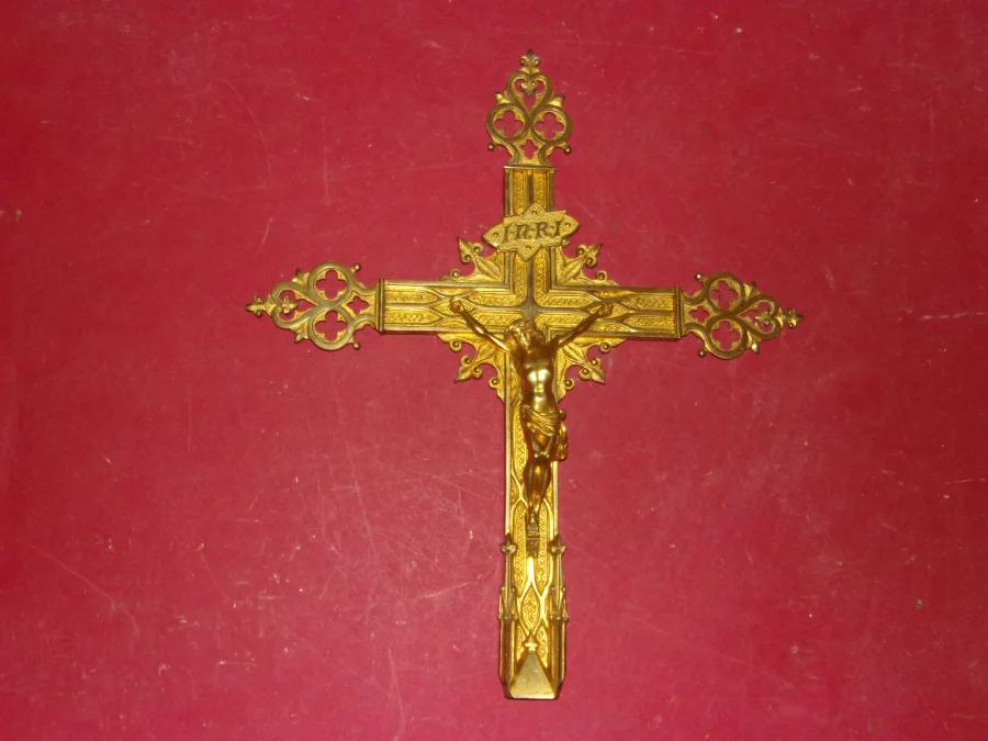 19th Century Gilt Bronze Processional Cross.