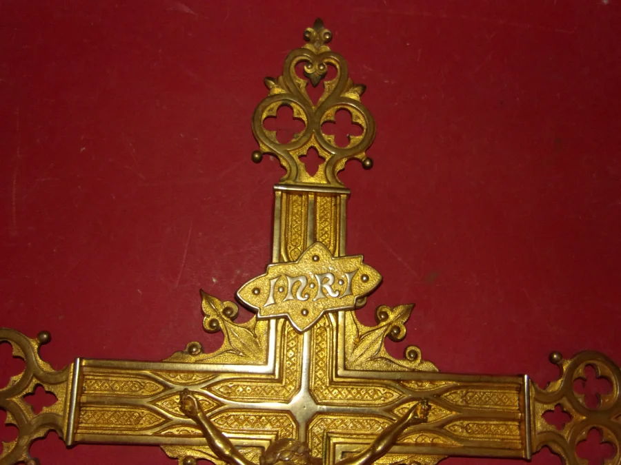 19th Century Gilt Bronze Processional Cross.