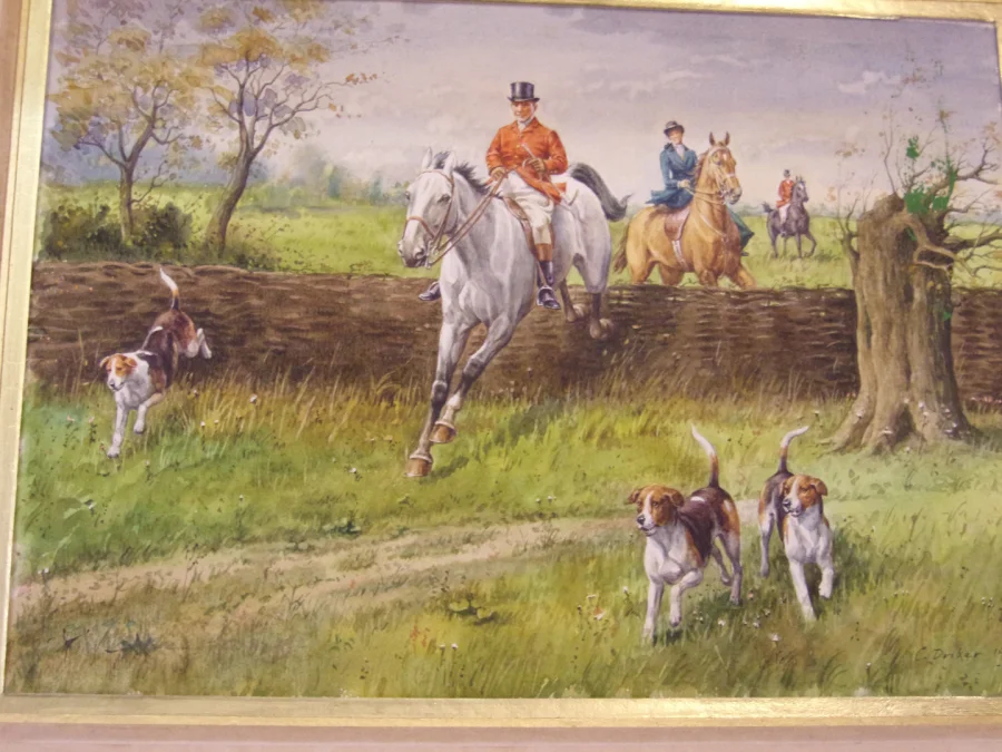 Watercolor, Hunting Scene, Late 19th Century.