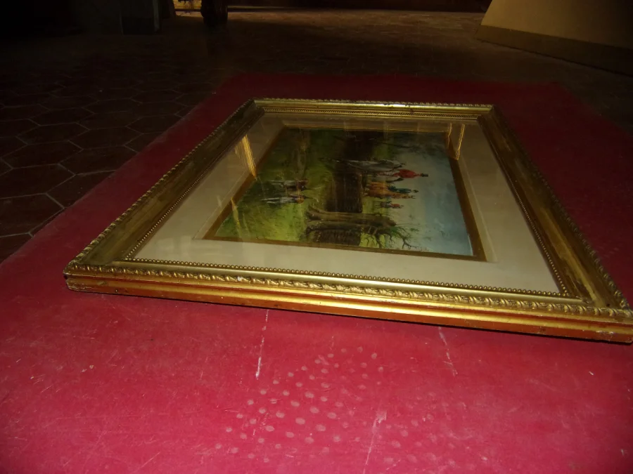 Watercolor, Hunting Scene, Late 19th Century.