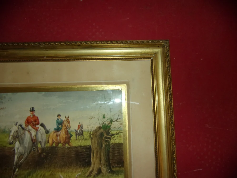 Watercolor, Hunting Scene, Late 19th Century.