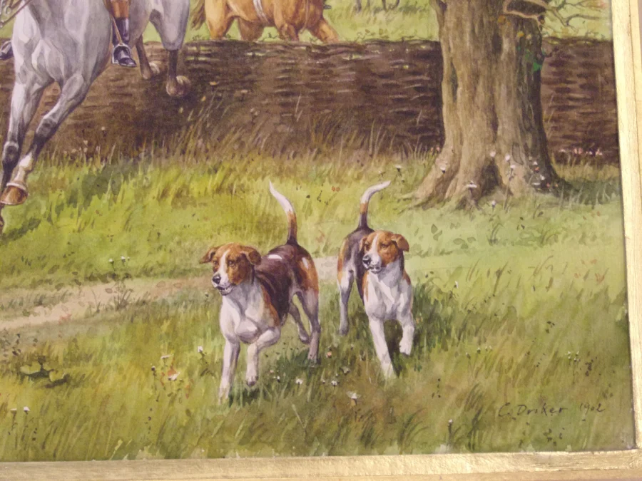Watercolor, Hunting Scene, Late 19th Century.