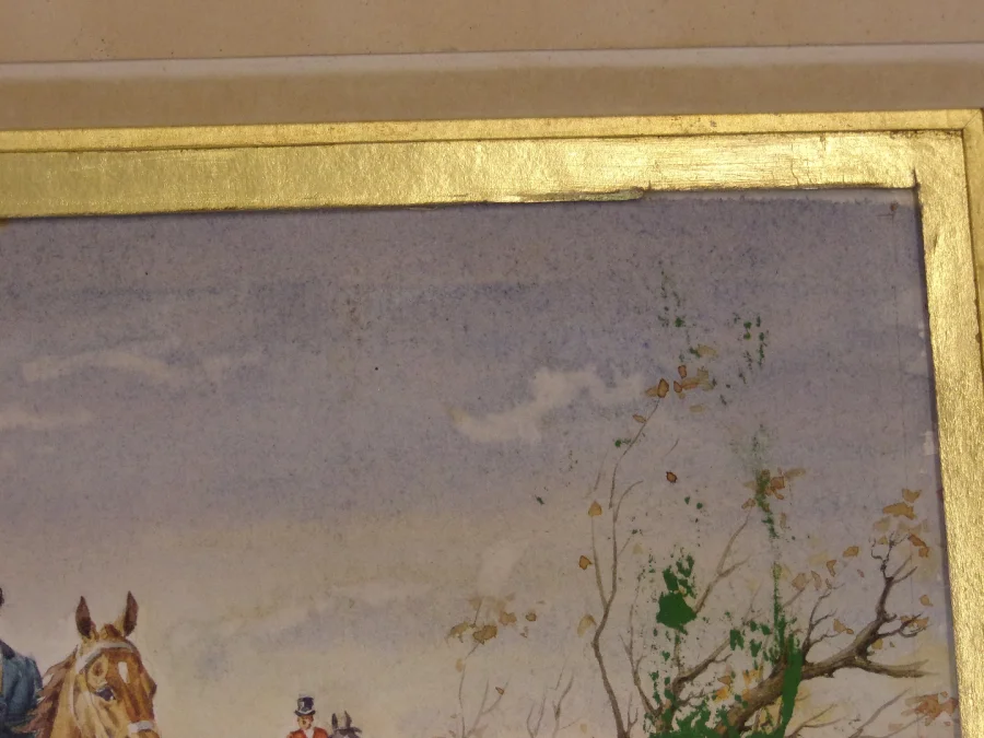 Watercolor, Hunting Scene, Late 19th Century.