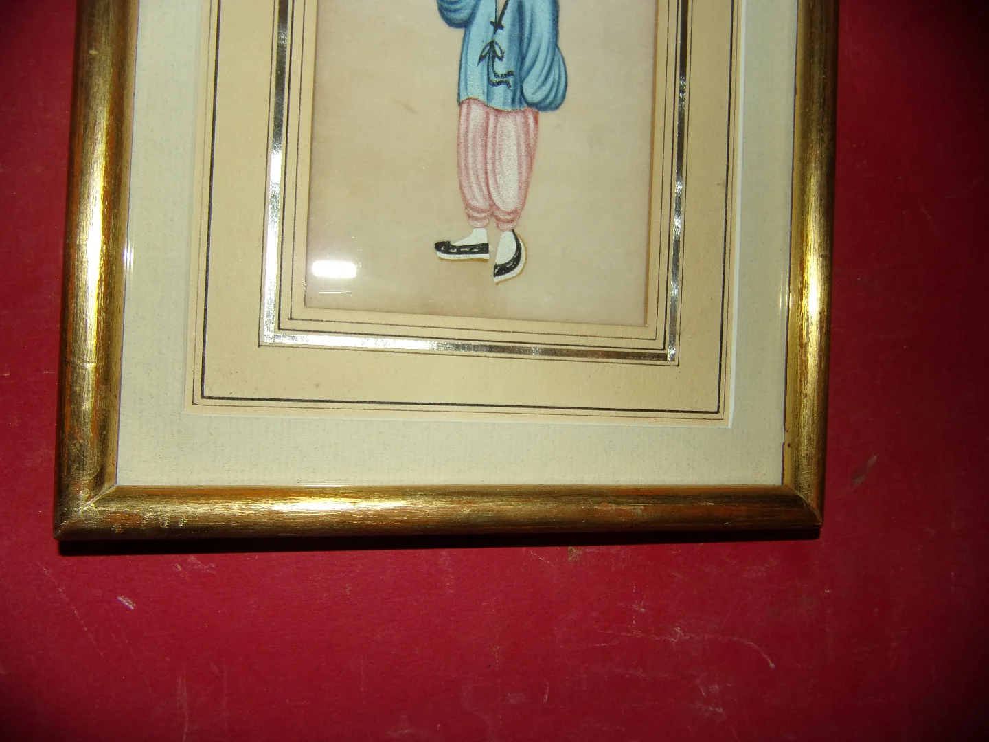 Jeune homme  offrant un bouquet de fleurs, Dessin  Chinois Sur Papier De Riz, époque 19ème.