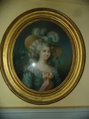 The Elegant Woman With The Large Hat, Pastel, Late 18th Century Period.