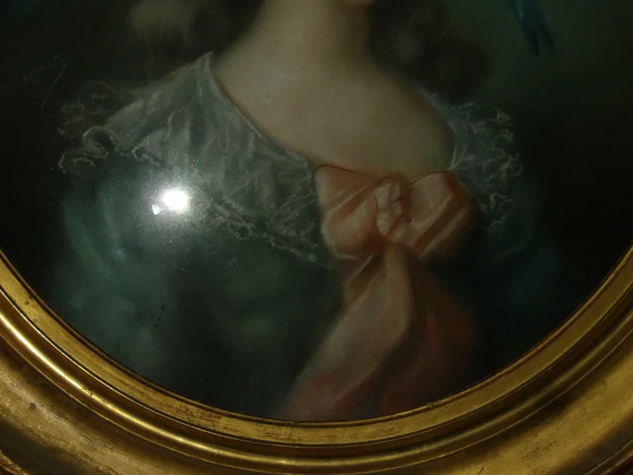 The Elegant Woman With The Large Hat, Pastel, Late 18th Century Period.