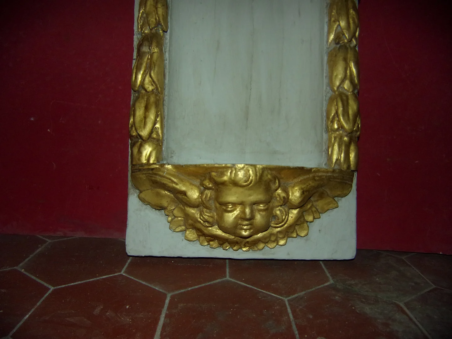 Carved, Painted And Gilded Wooden Base, 18th Century.