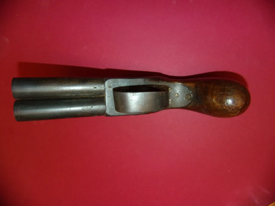 Double-barreled Percussion Pistol, 19th Century.