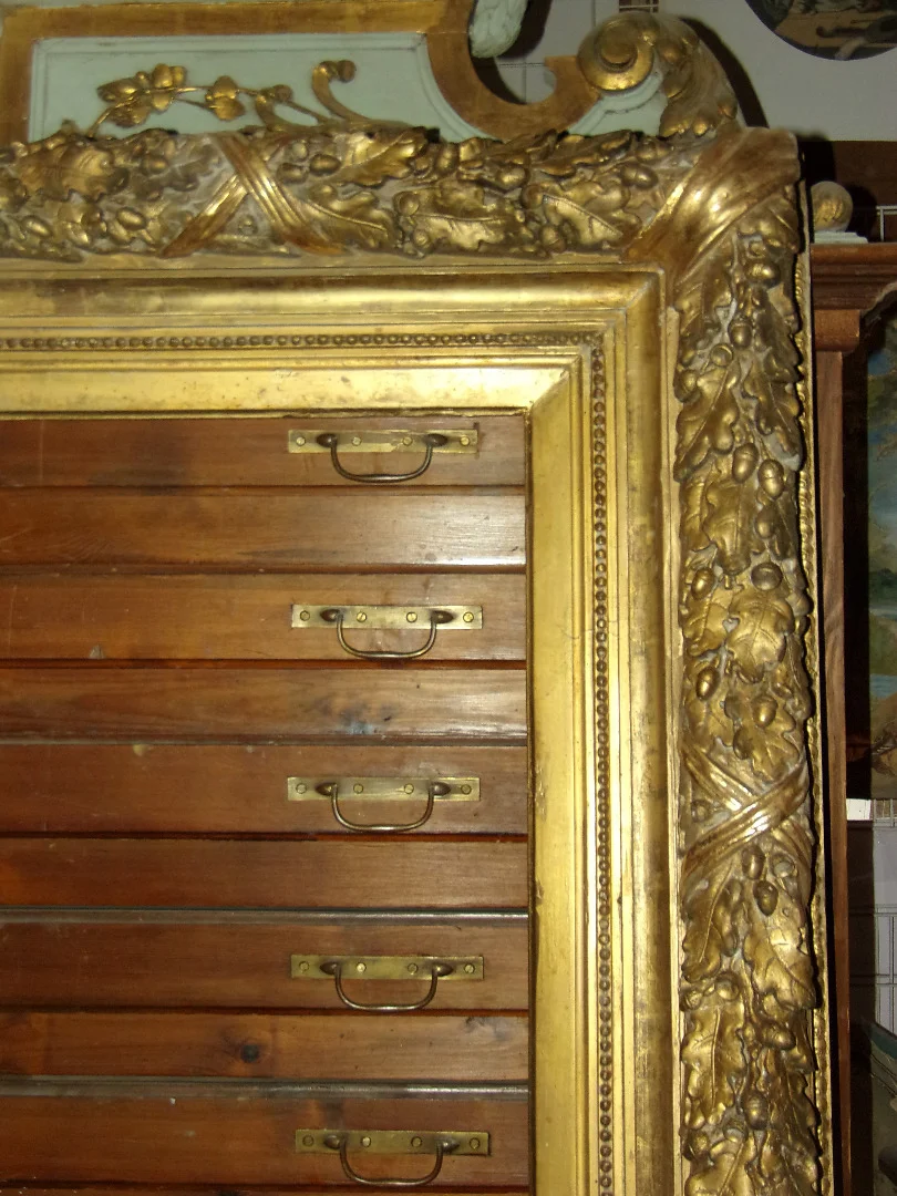Very Large And Important 19th Century Frame, In Gilded Wood.