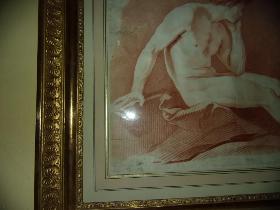 Male Nude, Sanguine Drawing, 19th Century.