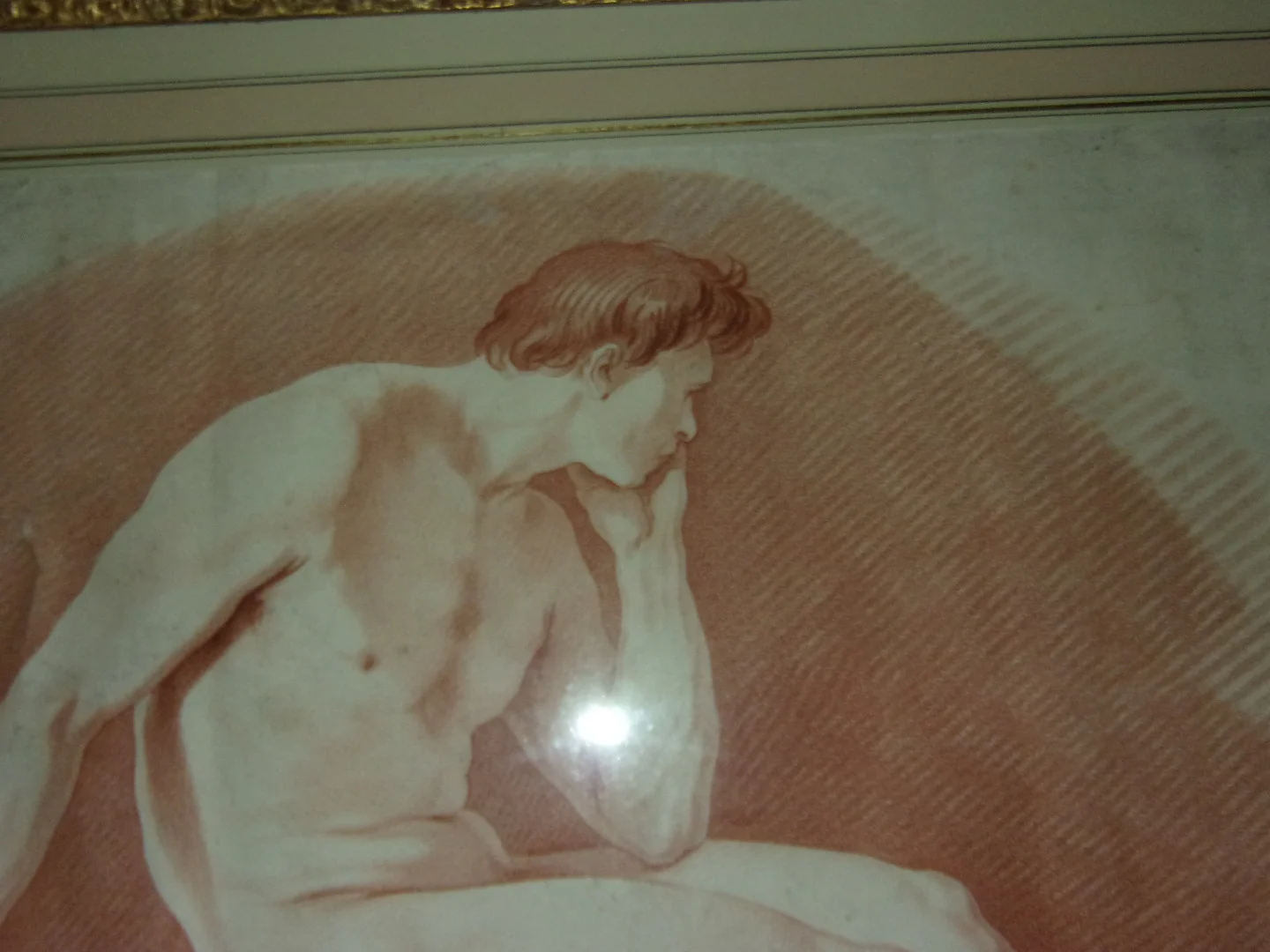 Male Nude, Sanguine Drawing, 19th Century.
