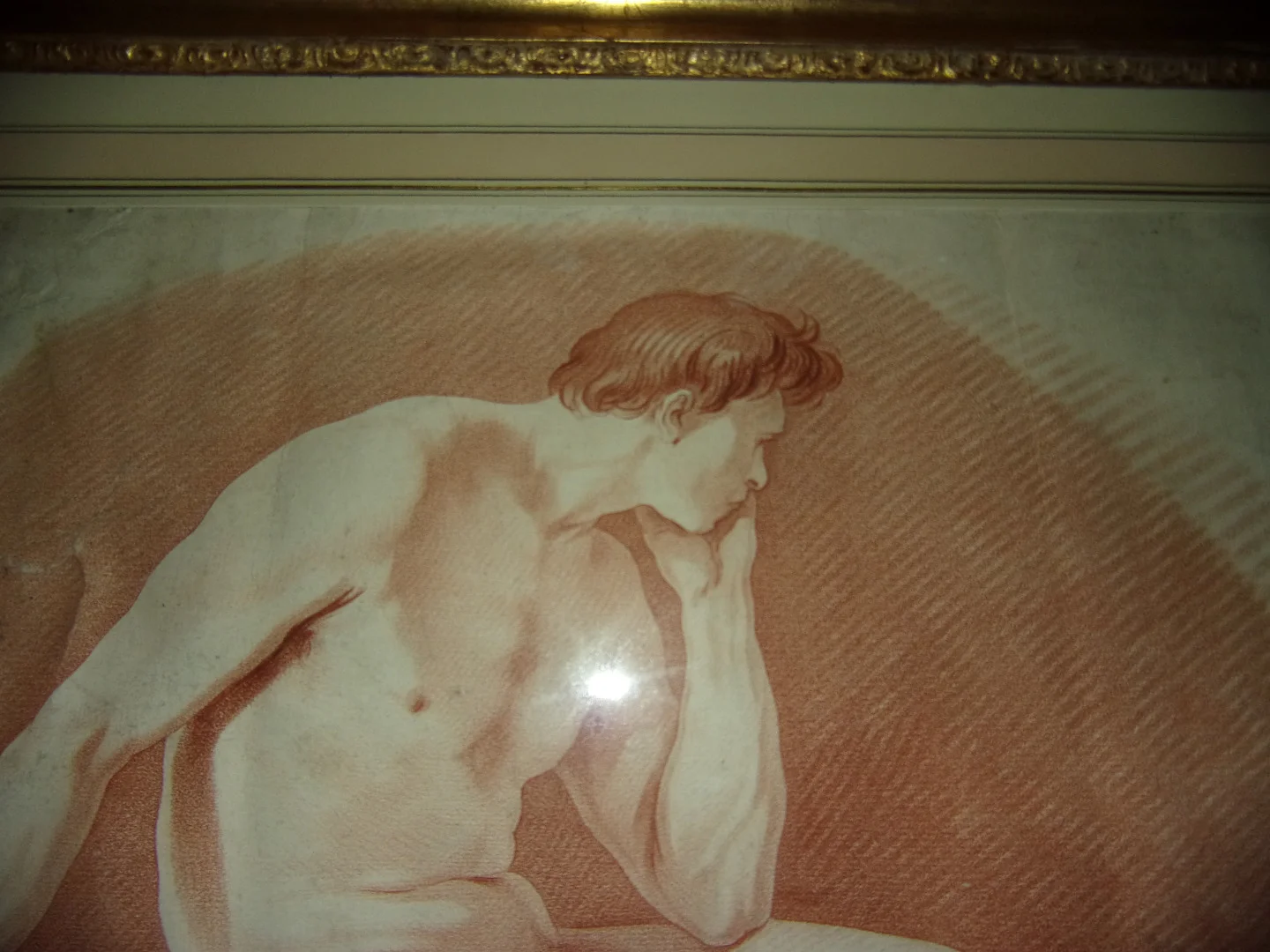 Male Nude, Sanguine Drawing, 19th Century.
