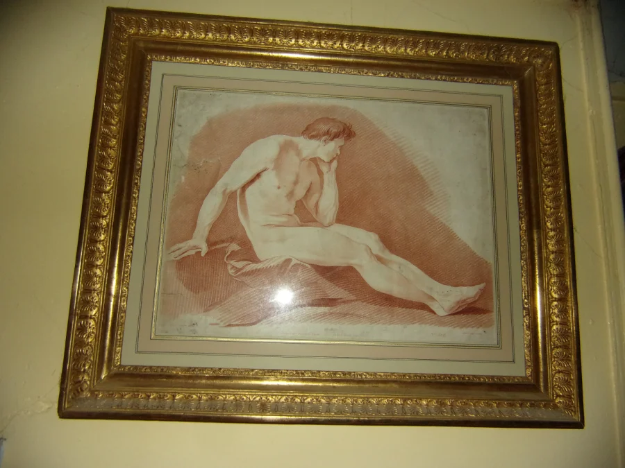Male Nude, Sanguine Drawing, 19th Century.