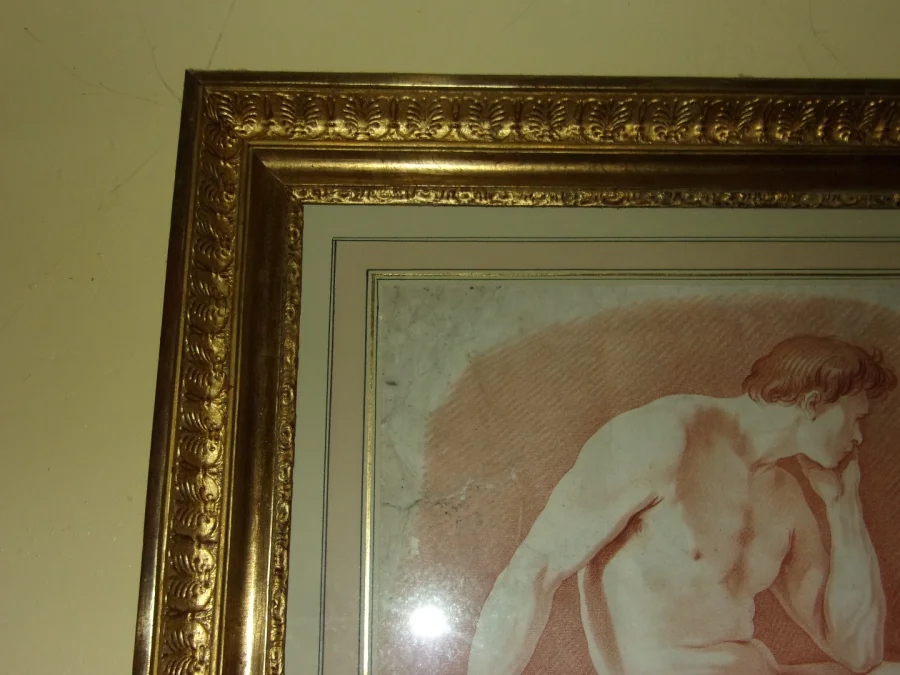 Male Nude, Sanguine Drawing, 19th Century.