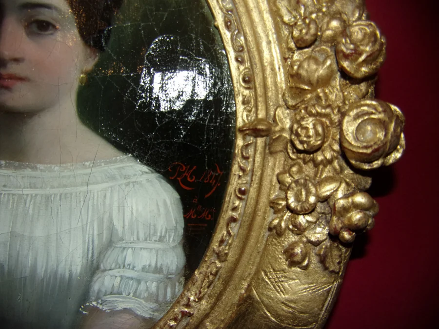 Portrait Of A Young Woman, Painting From The 19th Century.