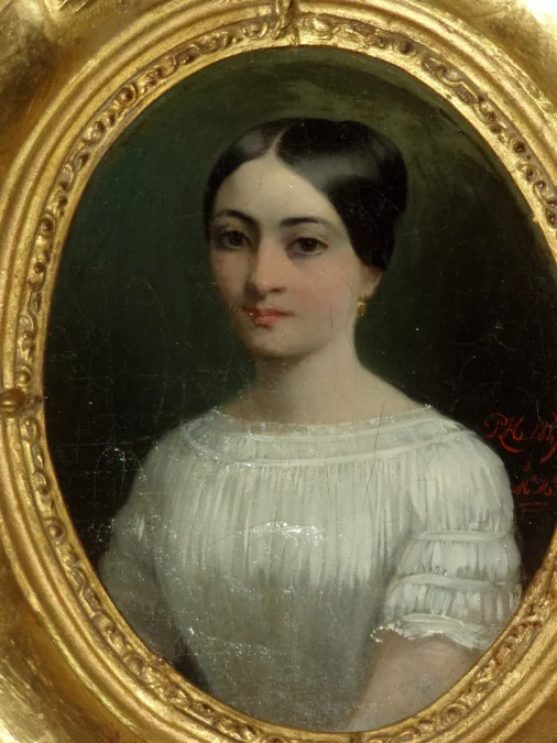 Portrait Of A Young Woman, Painting From The 19th Century.