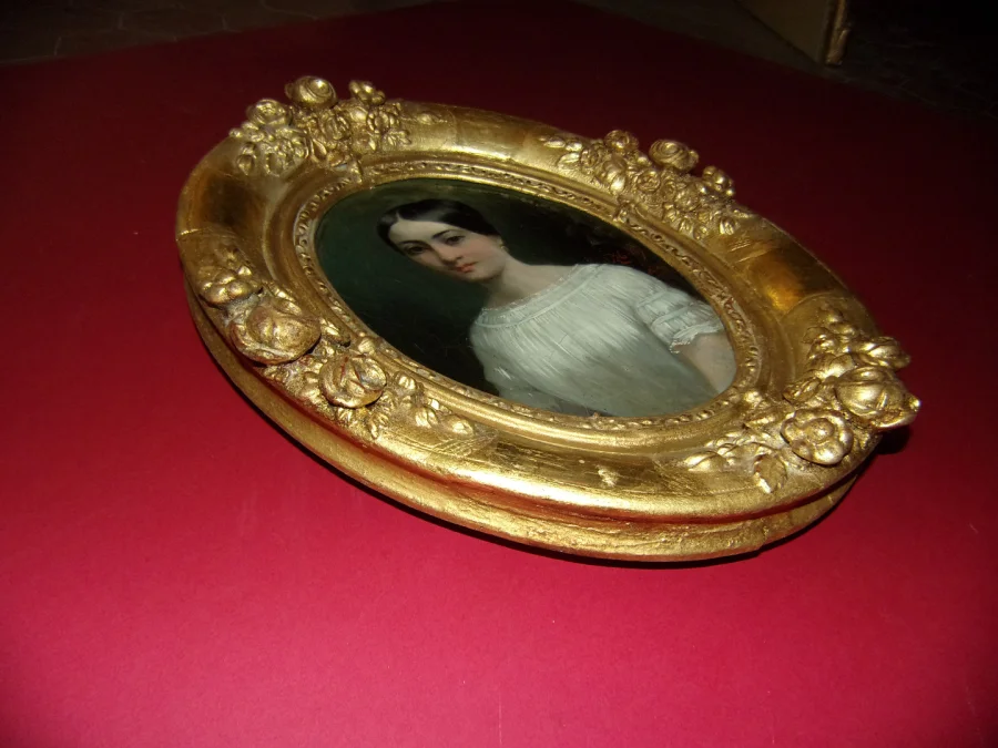 Portrait Of A Young Woman, Painting From The 19th Century.