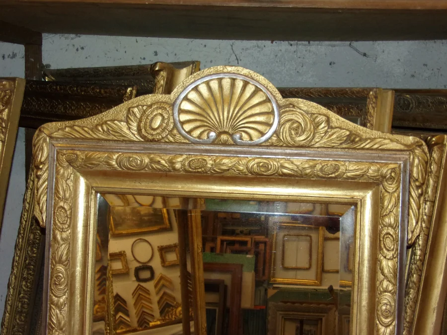 Art Deco Mirror, In Gilded And Silvered Wood, Early 20th Century.