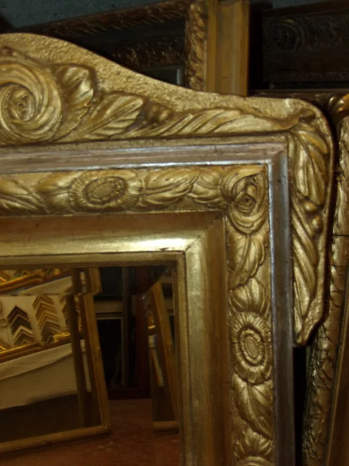 Art Deco Mirror, In Gilded And Silvered Wood, Early 20th Century.