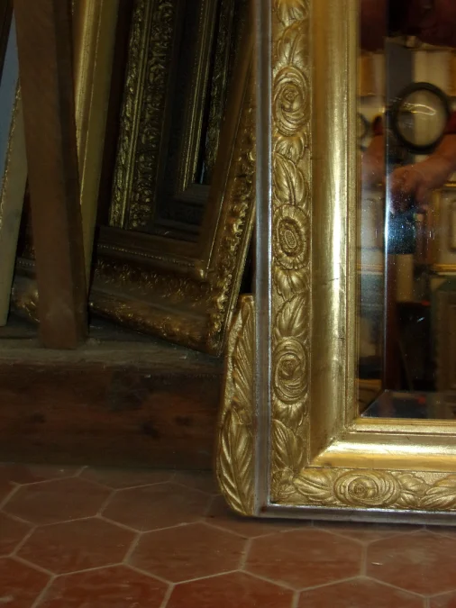 Art Deco Mirror, In Gilded And Silvered Wood, Early 20th Century.