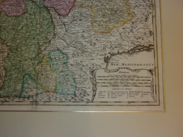 Large Geographical Map Of Aquitaine By Johann Baptist Homann, 17th Century.